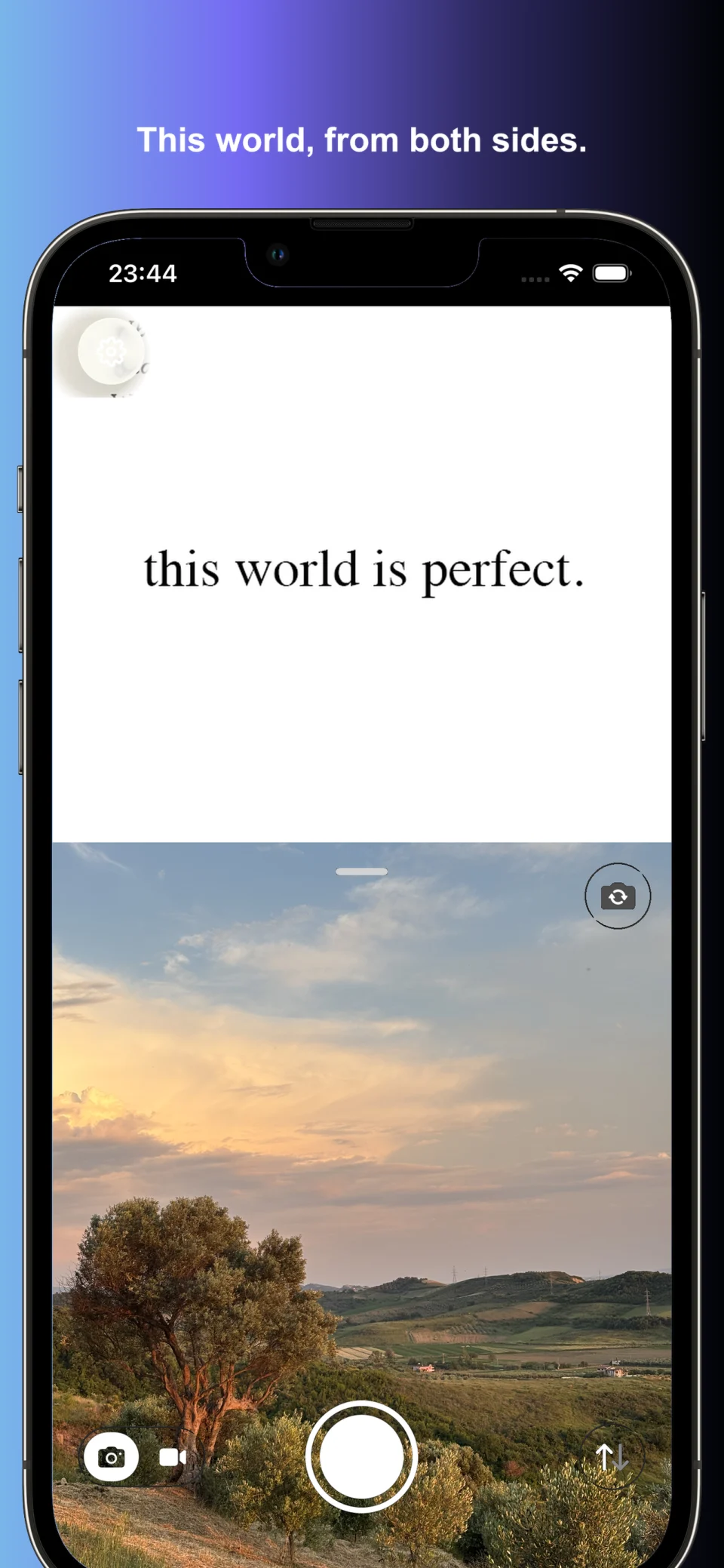 SplitCapture associant une citation et un paysage au coucher du soleil