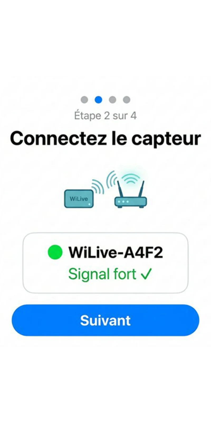 Écran de connexion du capteur WiLive